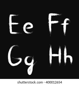 Vector letters E, F, G and H in a painting brush style.