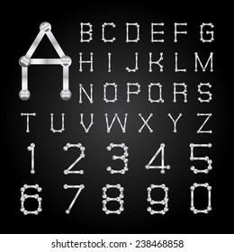 Vector letters and figures with effect of metal 