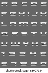 Vector letters and figures with effect of metal