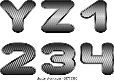 Vector letters and figures with effect of metal