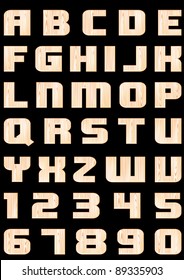 Vector letters and figures with effect of wood
