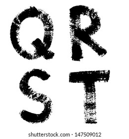 Vector letters. Hand drawn letters. Letters of the alphabet written with a brush.