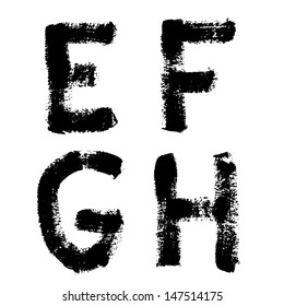 Vector letters. Hand drawn letters. Letters of the alphabet written with a brush.
