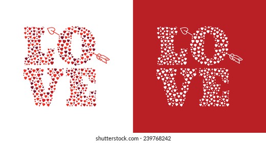 Vector letters "LOVE" with cupid's arrow
