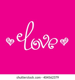 Vector letters "love" text doodles, valentine's day background