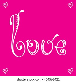 Vector letters "love" text doodles, valentine's day background