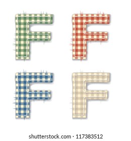 Vector letters and numbers clipped from checkered linen fabric in 4 different colors