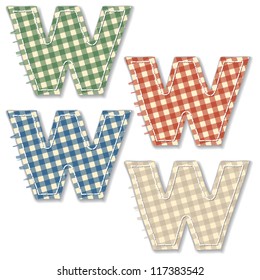 Vector letters and numbers clipped from checkered linen fabric in 4 different colors