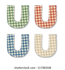 Vector letters and numbers clipped from checkered linen fabric in 4 different colors