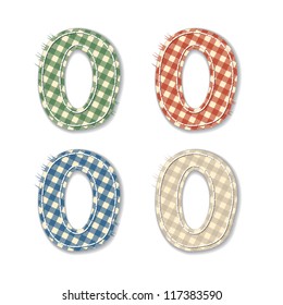 Vector letters and numbers clipped from checkered linen fabric in 4 different colors
