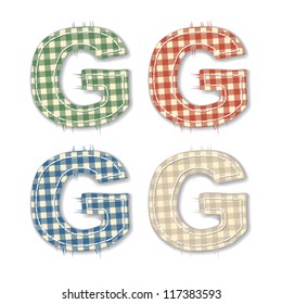 Vector letters and numbers clipped from checkered linen fabric in 4 different colors