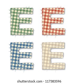 Vector letters and numbers clipped from checkered linen fabric in 4 different colors