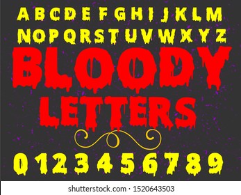 Vector letters and numbers named Bloody Letters