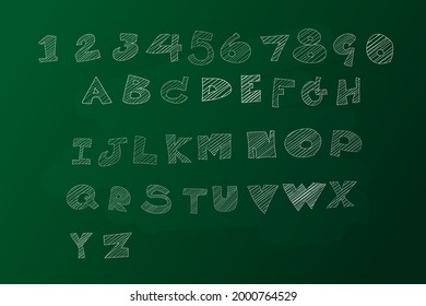 vector letters and numbers on the blackboard