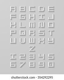 Vector Letters And Numbers With Shadow. White 3d Alphabet. Modern Vector Font.