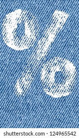 Vector letters and numbers written by white paint on denim background. Backgrounds seamlessly connected in line.