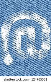 Vector letters and numbers written by white paint on denim background. Backgrounds seamlessly connected in line.