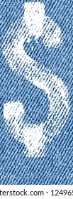 Vector letters and numbers written by white paint on denim background. Backgrounds seamlessly connected in line.