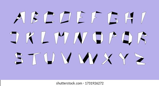 Vector letters in Origami style. Latin paper alphabet.