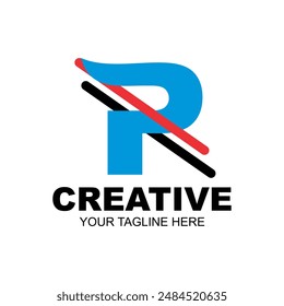 Vector letters P simple, icon logo design, blue concept. 