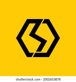 vector of the letters R and J with a beautiful and strong hexagon with a stormy feel