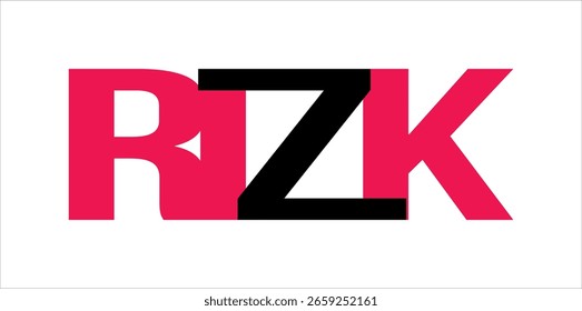 Concepto moderno de las letras del Vector RIZK, logotipo libre o diseño del icono.