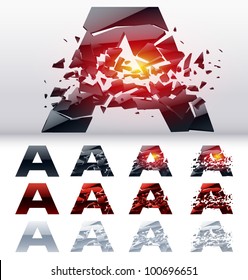 A vector letters set of a collapsing alphabet. 4 states. Symbol A