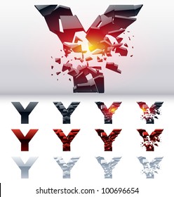 A vector letters set of a collapsing alphabet. 4 states. Symbol Y