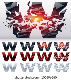 A vector letters set of a collapsing alphabet. 4 states. Symbol W