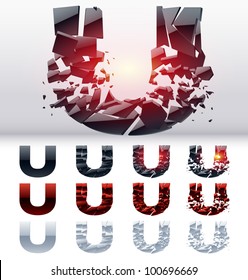 A vector letters set of a collapsing alphabet. 4 states. Symbol U