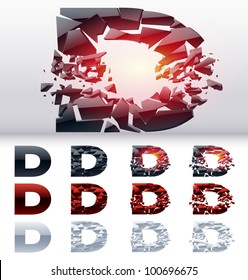 A vector letters set of a collapsing alphabet. 4 states. Symbol D