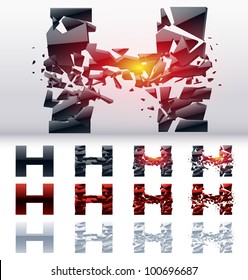 A vector letters set of a collapsing alphabet. 4 states. Symbol H