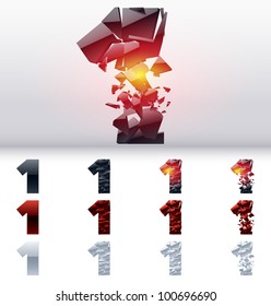 A vector letters set of a collapsing alphabet. 4 states. Symbol 1