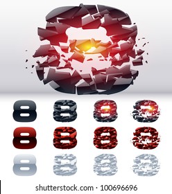 A vector letters set of a collapsing alphabet. 4 states. Symbol 8