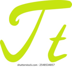 Vector letters T of English alphabet in green color