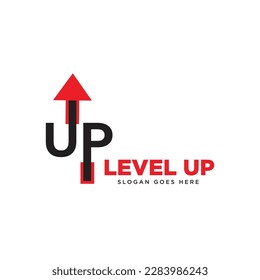 vector level up message, growth symbol. 