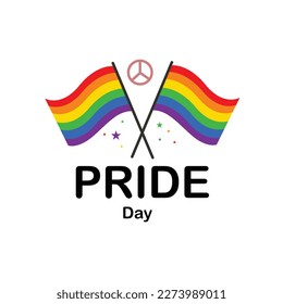 Vector LGBT banner for Happy lgbt PRIDE day vector. Pride month. Rainbow heart and victory hand with rainbow bracelet. LGBTQ flag. 