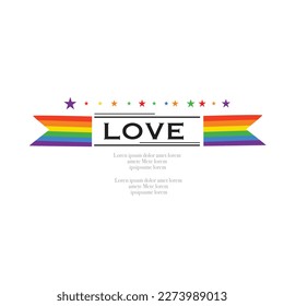 Vector LGBT banner for Happy lgbt PRIDE day vector. Pride month. Rainbow heart and victory hand with rainbow bracelet. LGBTQ flag. 