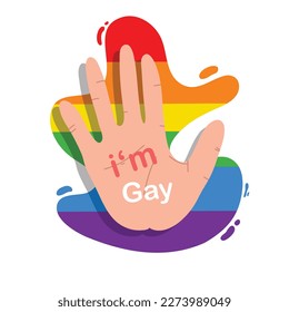 Banner de vector LGBT para el vector del Día del Orgullo Feliz Lgbt. Mes del orgullo. Corazón arcoiris y mano de victoria con brazalete arco iris. Bandera LGBTQ. 