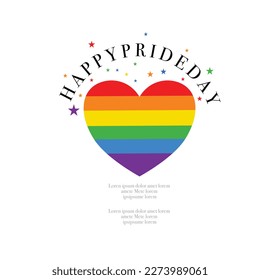 Vector LGBT banner for Happy lgbt PRIDE day vector. Pride month. Rainbow heart and victory hand with rainbow bracelet. LGBTQ flag. 