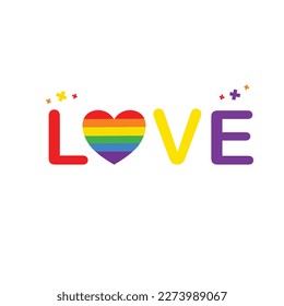 Vector LGBT banner for Happy lgbt PRIDE day vector. Pride month. Rainbow heart and victory hand with rainbow bracelet. LGBTQ flag. 