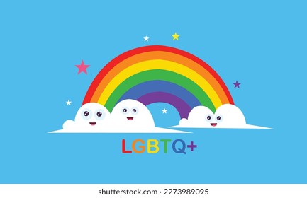 Vector LGBT banner for Happy lgbt PRIDE day vector. Pride month. Rainbow heart and victory hand with rainbow bracelet. LGBTQ flag. 
