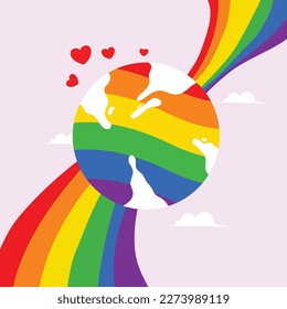 Vector LGBT Banner für Happy lgbt PRIDE Tagesvektor. Pride Monat. Rainbow-Herz und Siegerhand mit Regenbogenarmband. LGBTQ-Flagge. 