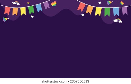 Banner de vector LGBT para el vector del Día del Orgullo Feliz Lgbt. Mes del orgullo. Bandera LGBTQ arco iris