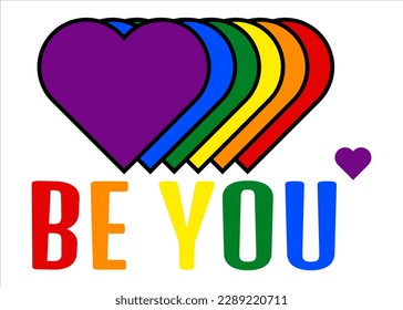 Vector Lgbt day, rainbow pride heart sticker illustration isolated on white background