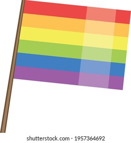 Vector lgbt flag. Lgbt flag on flagpole.