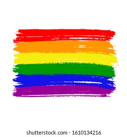 Vector lgbt flag paint strokes. Paint strokes in rainbow colors.