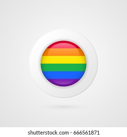 Vector LGBT flag sign. Isolated lesbian gay bisexual transgender rainbow circle symbol. Glossy illustration icon for pride parade, project, advertisement, sport event, travel, web design, badge, logo