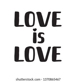 vector lgbt lesbian gay pride trans poster card banner with black love is love lettering isolated on white background 