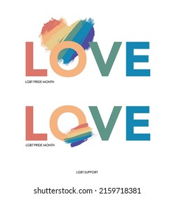 
Vector LGBT logo. Pastel rainbow logos in support of the LGBT community. All for love and love for All.